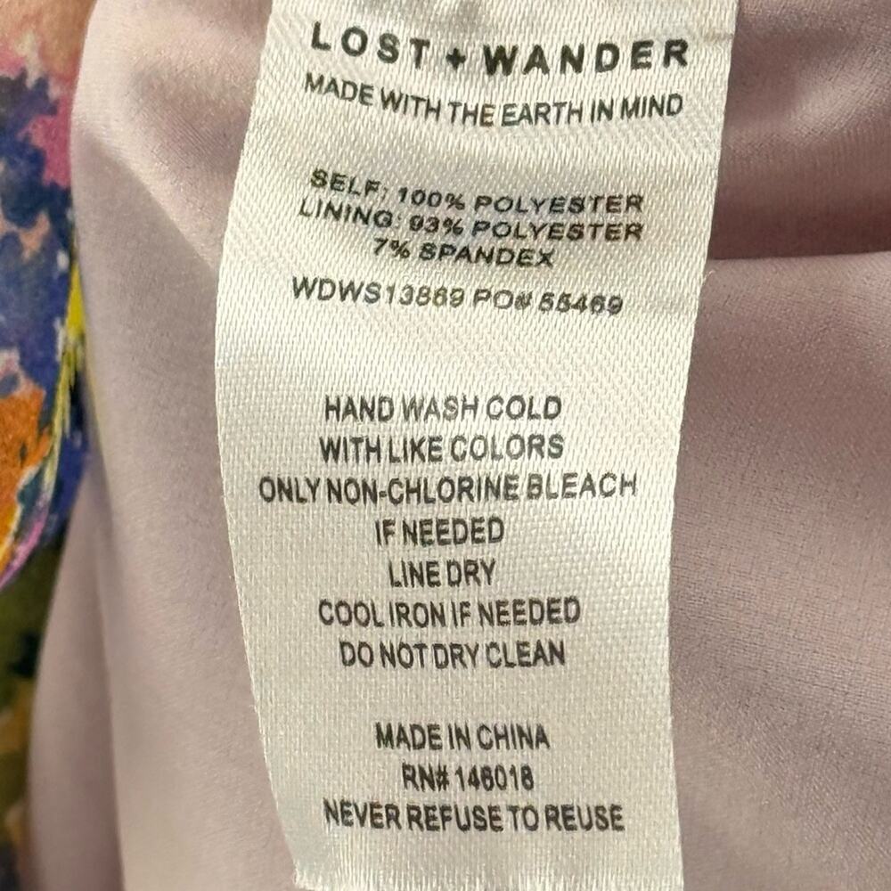 Lost + Wonder Floral Chiffon Ruched Rhodes Paradise Mini Dress Feminine Size L - Picture 15 of 15